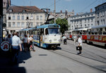 Schwerin NVS SL 2 (Tatra T3DC1 105) Marienplatz am 12. Juli 1994. - Scan von einem Farbnegativ. Film: 3M Scotch 200. Kamera: Minolta XG-1.