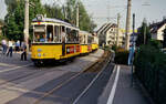 Sonderfahrt auf der Linie 6 der SSB nach Echterdingen, vorn TW 802 (Typ T2). 
Datum: 19.09.1987