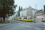 Stuttgarter Straßenbahnlinie 14 nach Vaihingen neben dem später erst errichteten Gebäude der Stuttgarter VHS (nur zur Orientierung!).