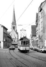 SSB Stuttgart__Sonderfahrt des Straßenbahnmuseums Stuttgart (SMS) mit Tw 418 [ME/AEG 1925; 1960-68 Rangier-Tw 2529; 1977 vom SMS als Museumswagen hergerichtet] als historische Linie 18.