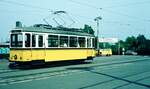 SSB Stuttgart__Rundfahrt auf dem Liniennetz mit GS-Tw 851 [Uerdingen 1939], durchgeführt vom  Südwestdeutschen Straßenbahnmuseum Stuttgart , der Vor-Vorgänger-Organisation der heutigen SHB (Stuttgarter Historische Straßenbahnen). Im Bild an der Endstation 'Killesberg' wo 1939 die erste (Reichs-)Gartenschau stattfand. Die hierfür von Uerdingen und ME Esslingen gelieferten 24 Tw heißen bis heute  Gartenschau-Wagen (GS).__05-05-1973