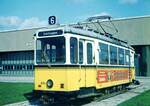 SSB Stuttgart__Gartenschau-TW (GS) 861 [ME 1939] hinter der Halle der neuen Hw in S-Möhringen.  1972, nach kurzer Einsatzdauer als Rangierwagen in der Hw wurden 861 und 862 verschrottet.__03-1972