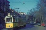 SSB Stuttgart__Gartenschau-TW (GS) 861 [ME 1939] in der Früh-HVZ als E-Wagen nach Zuffenhausen am Leipziger Platz. Mit dem Einsatz als E-Wagen endete der Betrieb mit GS-Tw Anfang der 70er Jahre. Tw 861 wurde 1972 verschrottet.__14-04-1971