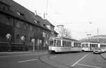 SSB Stuttgart__GT4 E-Wagen-Zug zum Hauptbhf. mit Tw 489 + 580, Samstag mittags in der Schleife 'Pragsattel'.__06-11-1976 