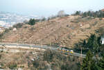 Zug der Stuttgarter Straßenbahn auf der Neuen Weinsteige (1984)