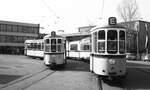 SSB Stuttgart_VerkehrsfreundeStuttgart Abschiedsfahrt für Linie 10 mit Einbeziehung weiterer Strecken. Erster Zwischenhalt 'Killesberg'. DoT4 925 und T2 753 jeweils mit Bw  Schiffle .__20-03-1976