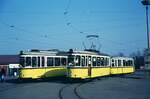 SSB Stuttgart_VerkehrsfreundeStuttgart Abschiedsfahrt für Linie 10 mit Einbeziehung weiterer Strecken. Erster Zwischenhalt 'Killesberg' auf der ca. 6-stündigen Rundfahrt von Degerloch über Killesberg-Botnang-Westbhf.-Doggenburg-Heumaden-Degerloch. DoT4 925 und T2 753 jeweils mit Bw  Schiffle .__20-03-1976