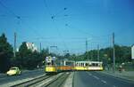 SSB Stuttgart__DoT4 903+Bw als E-Wagen während des Dt.Turnfests verläßt die Schleife 'Kelterplatz' in Zuffenhausen.__15-06-1973