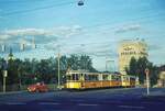 SSB Stuttgart__DoT4 mit Bw als E-Wagen während des Dt.Turnfests auf der Rosensteinbrücke über den Neckar.__15-06-1973