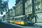 SSB Stuttgart__DoT4 903 mit Bw 1550 als E-Wagen während des Dt.Turnfests in der Bahnhofstr. in Bad Cannstatt.__14-06-1973