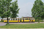 Stuttgarter Straßenbahn, Schleife Heumaden bei einer Sonderfahrt mit TW 418 und BW 1241 (1984)