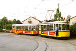 Die Schleife der Stuttgarter Straßenbahn in Heumaden war ziemlich langegezogen, so dass dort  Museumsstraßenbahnen auch längere Zeit warten konnten.