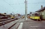 1983 war der Ort neben dem Stuttgarter Straßenbahn-BW Degerloch Albplatz noch sehr befahren, es begegneten sich Züge der Linien 3 und 6 und rechts daneben vor dem BW befand sich der Abstellplatz für Sonderwagen, oft solche der Baureihe DoT4 (rechts TW 931)