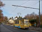 - Ostalgie - TW 31 der Woltersdorfer Straenbahn GmbH am 27.12.2012 an der Endhaltestelle Woltersdorf Schleuse.

Dieser Wagen wurde 1959 bei Gotha/LEW gebaut, er ist mit einem Motor des Typs EM 60 ausgestattet und hat eine Leistung von 2*60 KW. Er besitzt 22 Sitzpltze und 28 Stehpltze. 

Seit 1986 ist er im Bestand der Woltersdorfer Straenbahn GmbH und gehrt zur aktuellen Linienflotte. Vorher fuhr er in Dresden unter der Nummer 213 206-2. Nach der Aufarbeitung der Karosserie, erfolgte der weitere Aufbau des TW 31 in der Wagenwerkstatt der Woltersdorfer Straenbahn GmbH. (Hans)