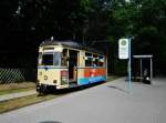  Woltersdorf: Straenbahnlinie 87 nach Woltersdorf Schleuse am S-Bahnhof Berlin-Rahnsdorf.(22.6.2013)  