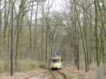 Ankunft der Woltersdorfer Straßenbahn, Wagen 31, in Rahnsdorf.