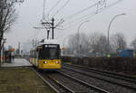 Berlin BVG SL M6 (GT6N-U 1568) Alt-Hohenschönhausen / Lichtenberg, Landsberger Allee / Genslerstraße (Hst. Genslerstraße) am 28. März 2018.