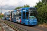 VGF Bombardier Flexity Classis S-Wagen 267 mit Radio BOB Vollwerbung am 01.06.18 in Frankfurt als Reserve Wagen für den Inselverkehr in Fechenheim 