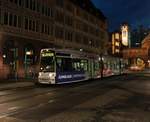 VGF Bombardier Flexity Classic S-Wagen 238 am 23.01.21 in Frankfurt am Main Paulskirche/Römer 