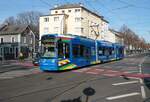 VGF Bombardier Flexity Classic S-Wagen 203 am 12.02.22 in Frankfurt Eckenheim  