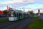 VGF Bombardier Flexity Classic S Wagen 257 am 11.11.23 in Frankfurt am Main