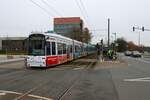 VGF Bombardier Flexity Classic S Wagen 228+2xx als Doppeltraktion am 10.02.24 in Frankfurt am Main Uni Klinik