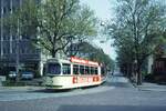 VAG Freiburg__Tw 204 [GT8, DUEWAG, 1972, mit GEAMATIC-Steuerung]_auf Linie 4 nach Zähringen Hornusstraße.__20-04-1974