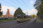 Triebwagen 40 der VhAG BOGESTRA passiert auf einer Sonderfahrt auf der Essener Linie 7 Zollverein XII (03.10.2024) 