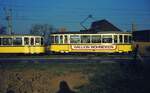 SSB Stuttgart__E-Wagen__T2 751 + B2 1543 als E-Wagen am frühen Morgen bei Sonnenberg Richtung Degerloch unterwegs.__02-04-1976