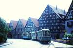 Vor 50 Jahren__Die Straßenbahn in Reutlingen verkehrte das letzte Mal am 19. Oktober 1974. 3-Wagen-Zug auf Linie 2 vor dem Rathaus in Pfullingen.__02-09-1974