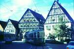 Vor 50 Jahren__Die Straßenbahn in Reutlingen verkehrte das letzte Mal am 19. Oktober 1974. GT4 auf Linie 2 vor dem Rathaus in Pfullingen.__05-09-1974