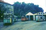 Straßenbahn Reutlingen__Die Straßenbahn in Reutlingen verkehrte das letzte Mal (auf den Linien 1 und 2) am 19. Oktober 1974. Betriebshof und Endstation der Linie 1 im Bahnhof Eningen.__02-09-1974