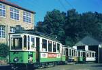 Vor 50 Jahren__Die Straßenbahn in Reutlingen verkehrte das letzte Mal am 19. Oktober 1974. Einsetzer auf Linie 2 mit Tw 35 [ME 1929; 1962 ex SSB 259; heute als SSF 15* im Straßenbahnmuseum] und zwei Bw fährt direkt von Eningen zum Karlsplatz in Reutlingen.__29-07-1974