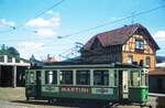 Vor 50 Jahren__Die Straßenbahn in Reutlingen verkehrte das letzte Mal am 19. Oktober 1974. Tw 35 [ME 1929; 1962 ex SSB 259; heute als SSF 15* im Straßenbahnmuseum] rangiert im Bahnhof Eningen.__29-07-1974