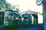 Straßenbahn Reutlingen__Die Straßenbahn in Reutlingen verkehrte das letzte Mal (auf den Linien 1 und 2) am 19. Oktober 1974. Betriebshof und Endstation der Linie 1 im Bahnhof Eningen mit T2 und Tw 62.__05-09-1974