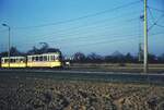 SSB Stuttgart__E-Wagen__T2 751 + B2 1543 als E-Wagen am frühen Morgen bei Sonnenberg Richtung Degerloch unterwegs.__02-04-1976