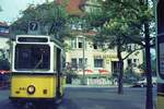 SSB Stuttgart__Viele Jahre ein alltäglicher Anblick, GS-Tw, meist mit Bw, auf Linie 7 zum 'Bopser' in der engen Schleife 'Doggenburg'.