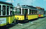 SSB Stuttgart__Gartenschau-TW (GS) 856 [Uerdingen 1939] mit T2 756 und Bw 1637 im Bf S-Möhringen auf einem der Schrottgleise.__16-05-1974