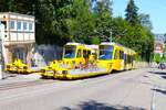 SSB Stuttgart Stadler ZT 4.2 Wagen 1102 und Fahrradwagen 1112 und Wagen 1101 mit Fahrradwagen 1113 am 09.07.24 in Stuttgart