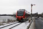 648 005 als RB nach Kiel Hbf am 10.01.2010 bei Lindaunis.