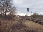 Bahnhof Malchin mit einem ungültigen Ausfahrsignal am 20.März 2016