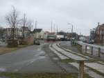 Aktueller Zustand vom Streckengleis nach Ladebow,am 02.Februar 2013,im Greifswalder Stadthafen Richtung Greifswald.Ab Sommer soll die Hafenbahn von der Thomas Meincke Eisenbahn (TME) wieder betrieben