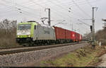 Containerzug mit 185 562-6 unterwegs in Magdeburg Herrenkrug Richtung Magdeburg-Neustadt.