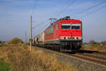 LDK 155 167 mit einem leeren Getreidezug am 26.10.2022 von Mukran nach Frankfurt Oderbrücke in Groß Kiesow aufgenommen.