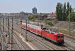 143 963-7 der S-Bahn Mitteldeutschland (DB Regio Südost) als S 37917 (S9) von Halle(Saale)Hbf nach Eilenburg passiert die Zugbildungsanlage (ZBA) Halle (Saale).