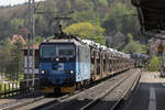 CD Cargo 372 006 mit neuen Autos in Königstein (Elbe), 02.05.2024