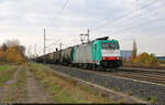 Kesselzug mit 186 135-0 unterwegs in Landsberg (Saalekreis) Richtung Bitterfeld.

🧰 Alpha Trains Belgium NV/SA, vermietet an Transchem Sp. z o.o.
🕓 18.11.2023 | 11:14 Uhr