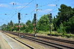 Blick auf die Ausfahrsignale von Hohen Neuendorf West.