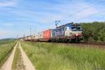 193 833 Boxxpress mit einem Contrainerzug bei Nörten-Hardenberg am 02.06.2019