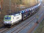 CAPTRAIN 193 893 mit Auto-Ganzzug in Rheine=Bentlage, 02.02.2022